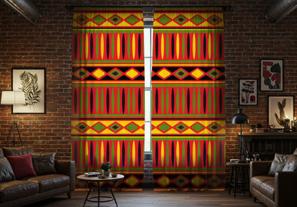 African-Inspired Geometric Window Curtain