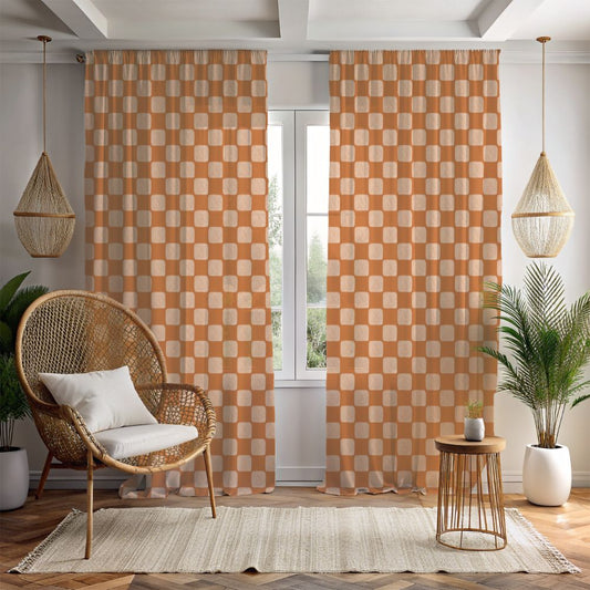 Retro Checkered Curtains