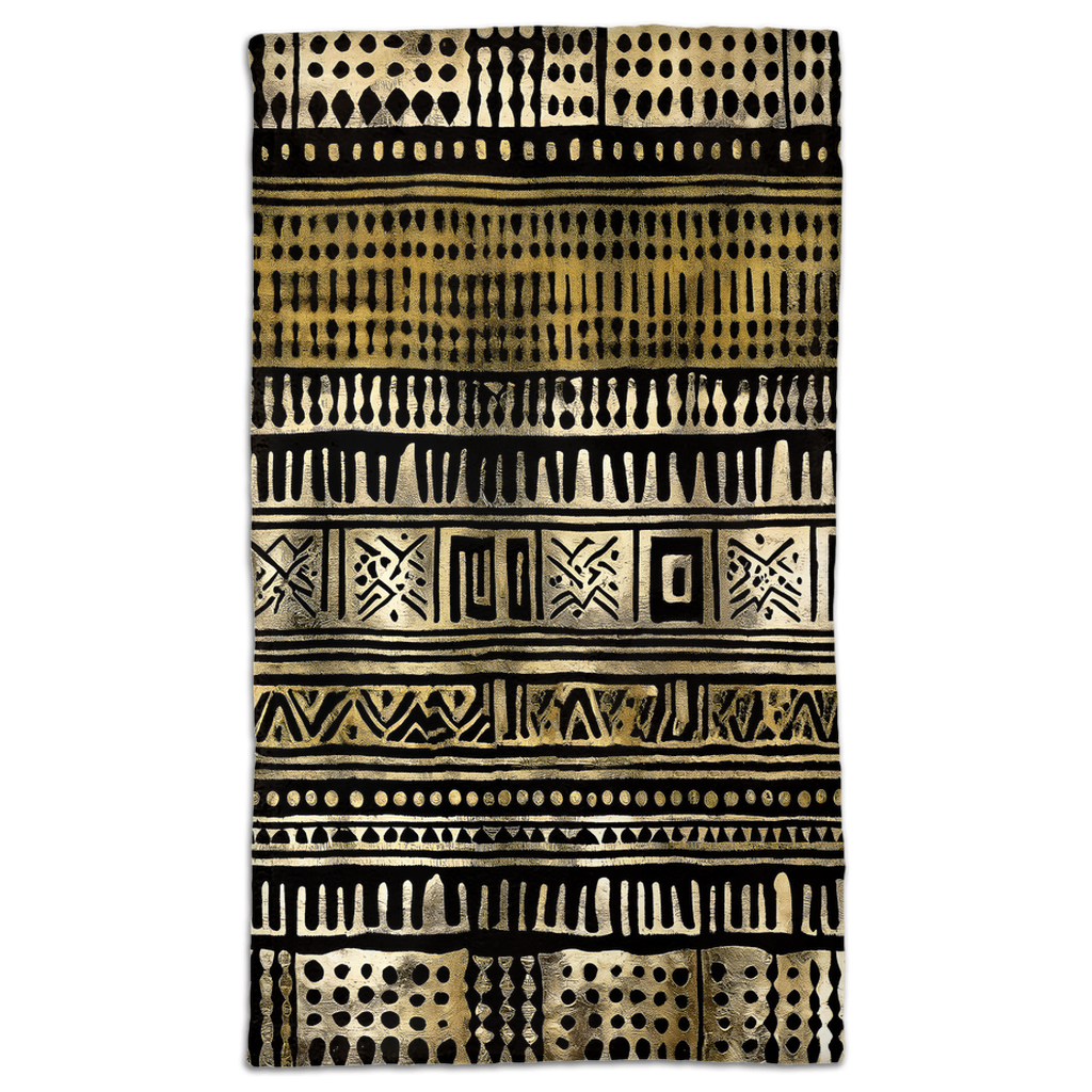 Metallic Gold Mud Cloth Print Hand Towel