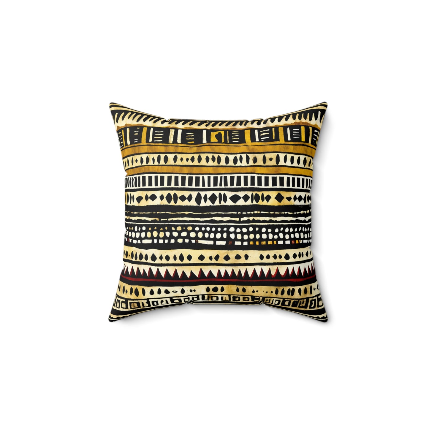 Yellow Stripes and Dots Mud Cloth Pillow or Pillow Case