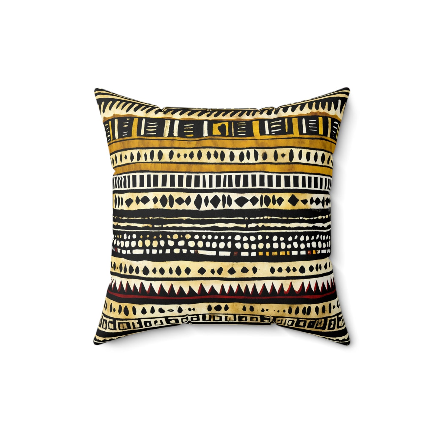 Yellow Stripes and Dots Mud Cloth Pillow or Pillow Case