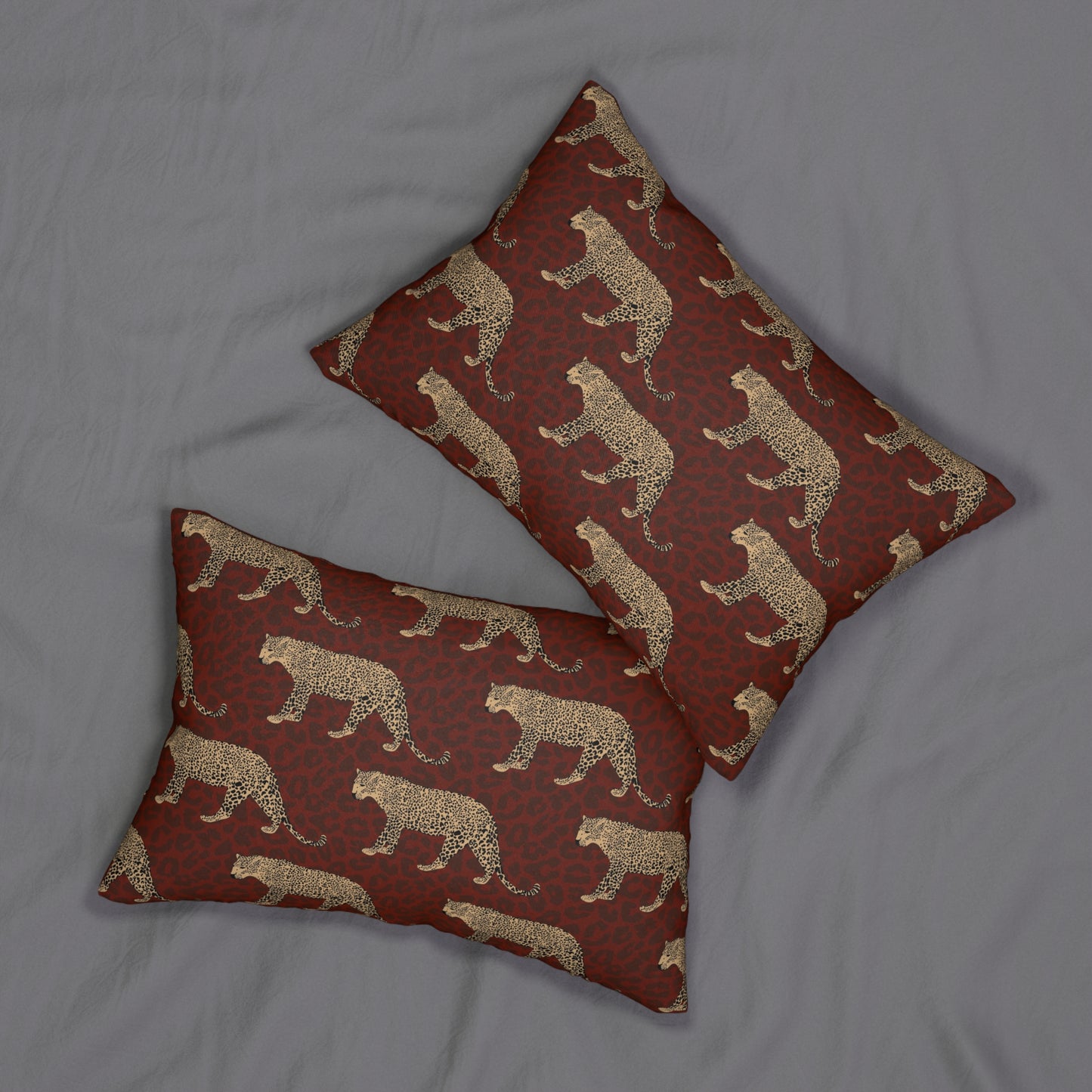 Leopard on Leopard Print Lumbar Pillow