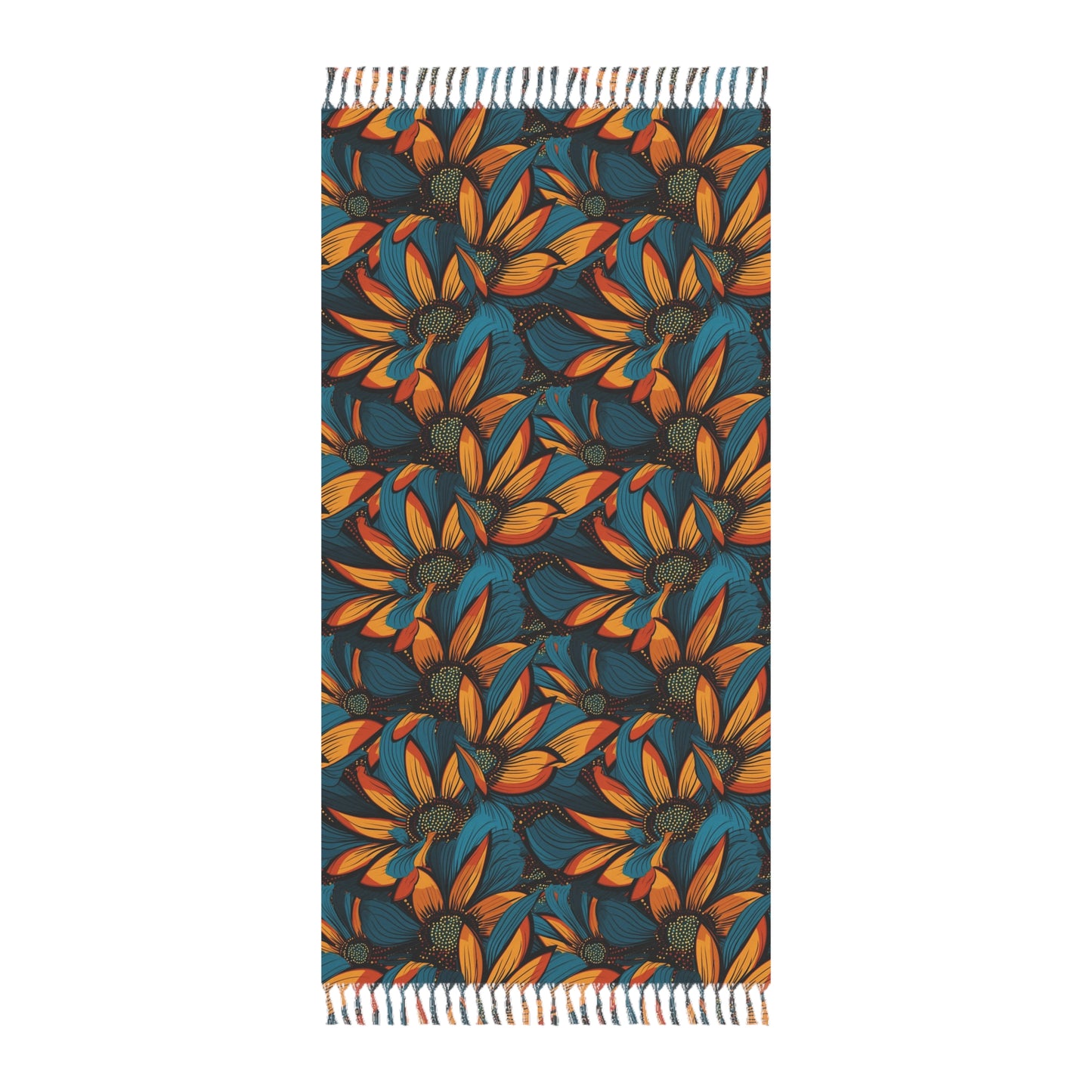 Teal & Yellow Sunflower Floral Print Beach Cloth