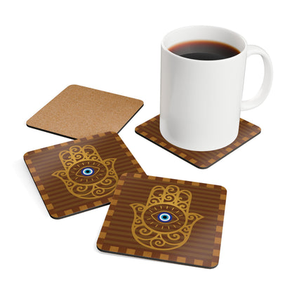 Hamsa Eye Coaster Set | Spiritual Drink Coasters | Protection Home Accessories