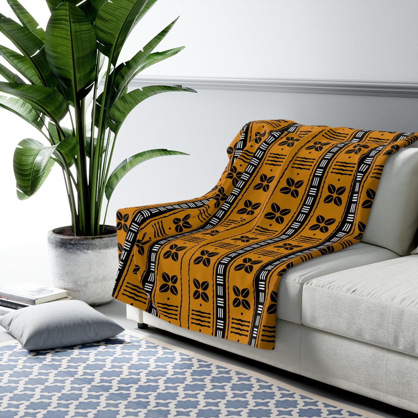 African Cowrie Shells Pattern Sherpa Blanket