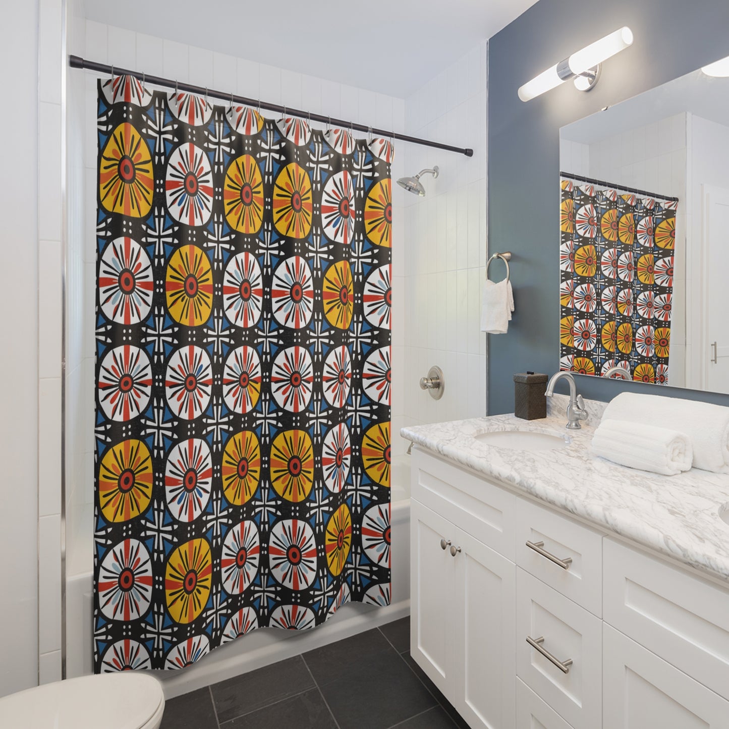 Geometric Ankara Shower Curtain