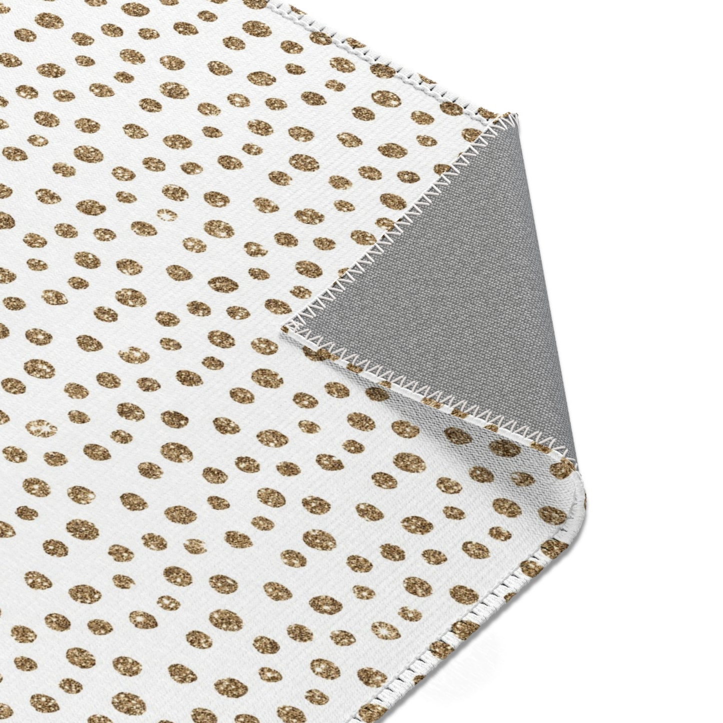 White and Gold Polka Dot Area Rug