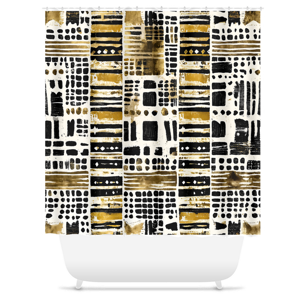 Mud Cloth Polka Dot Shower Curtain