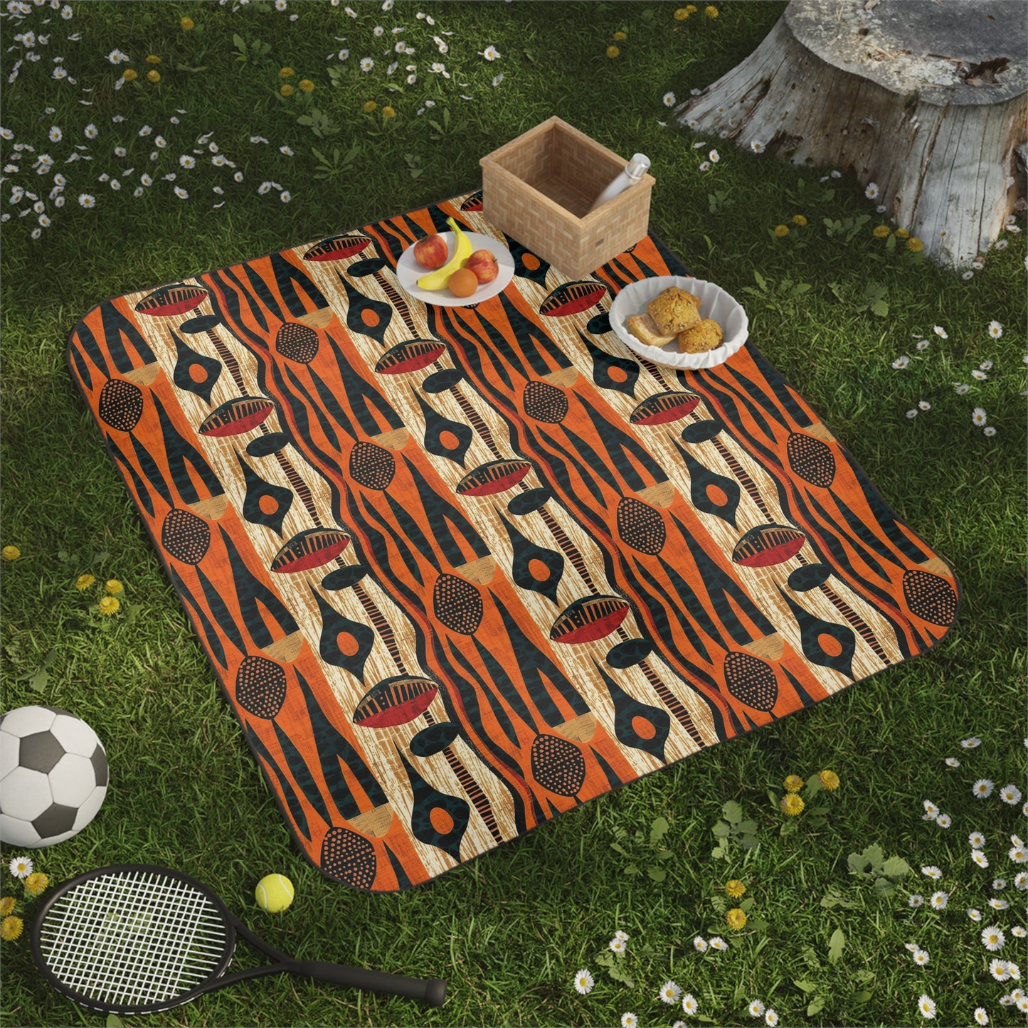 African Abstract Print Picnic Blanket