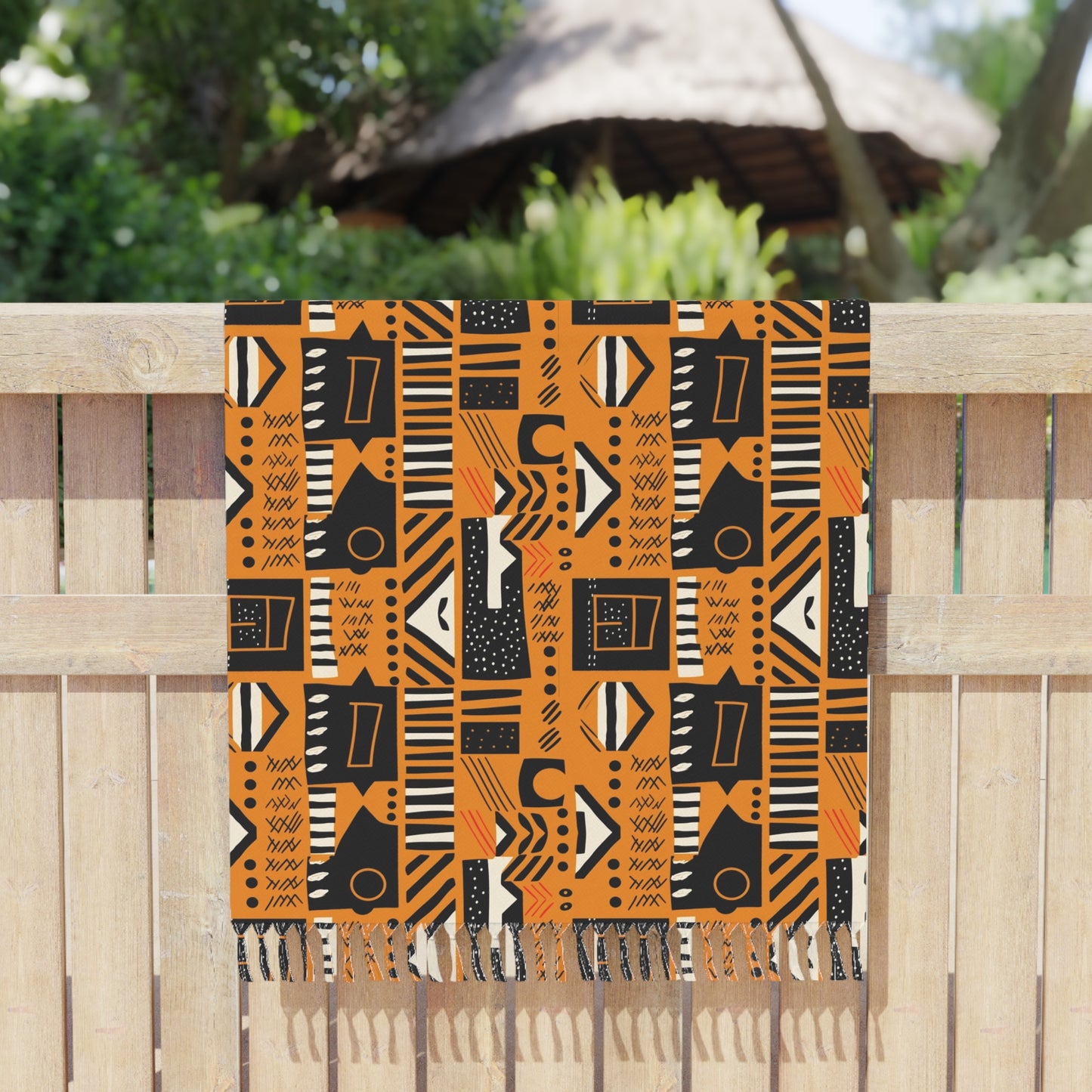 Orange Blocks & Lines Boho Beach Cloth