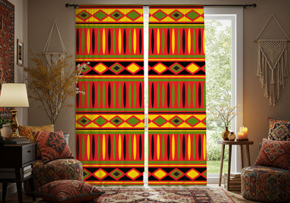 African-Inspired Geometric Window Curtain