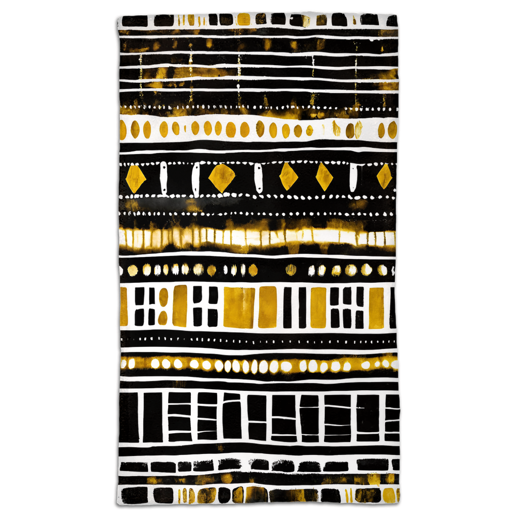 Gold & Black Mud Cloth Print Hand Towel