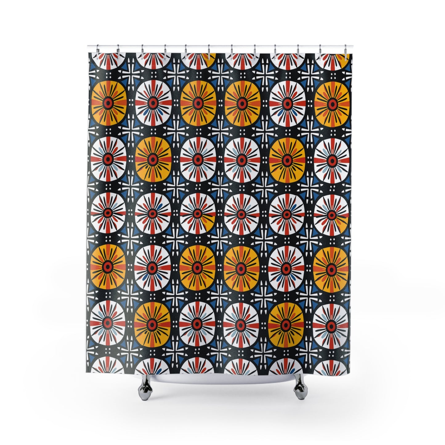 Geometric Ankara Shower Curtain