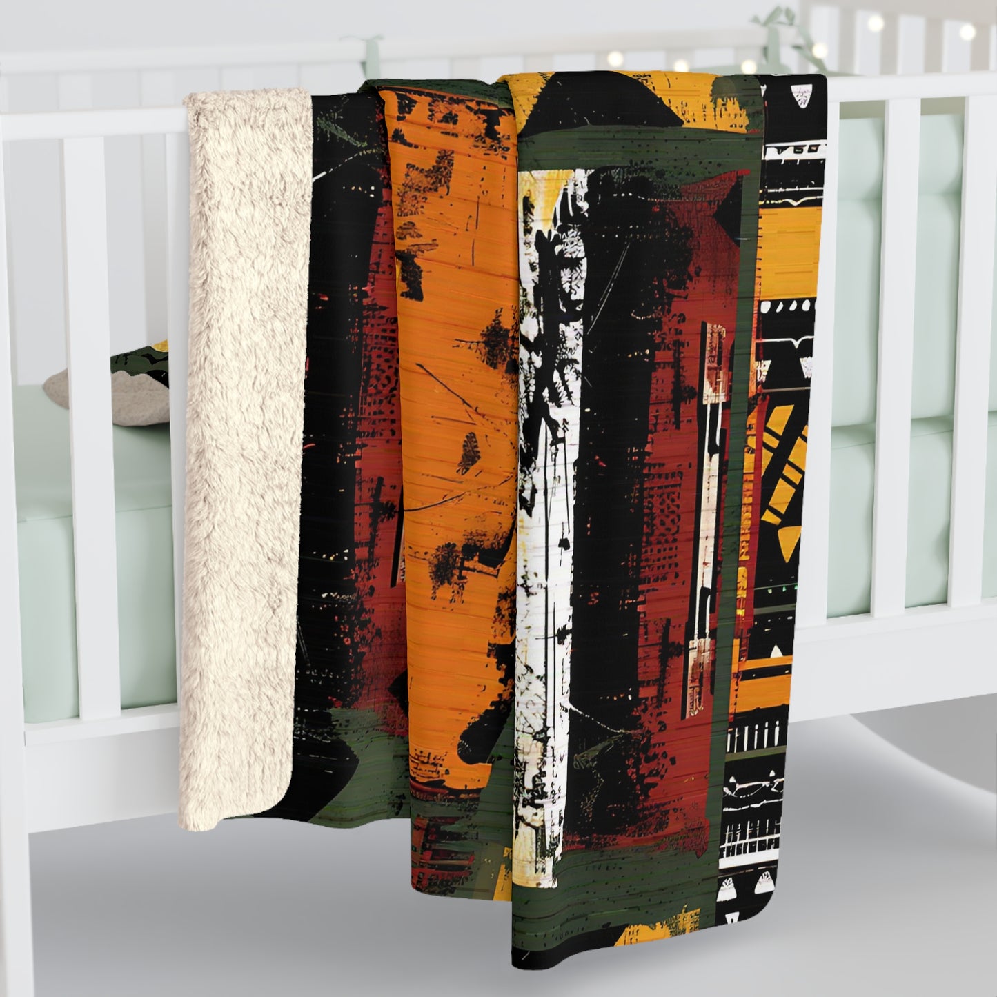 African Mudcloth Sherpa Blanket