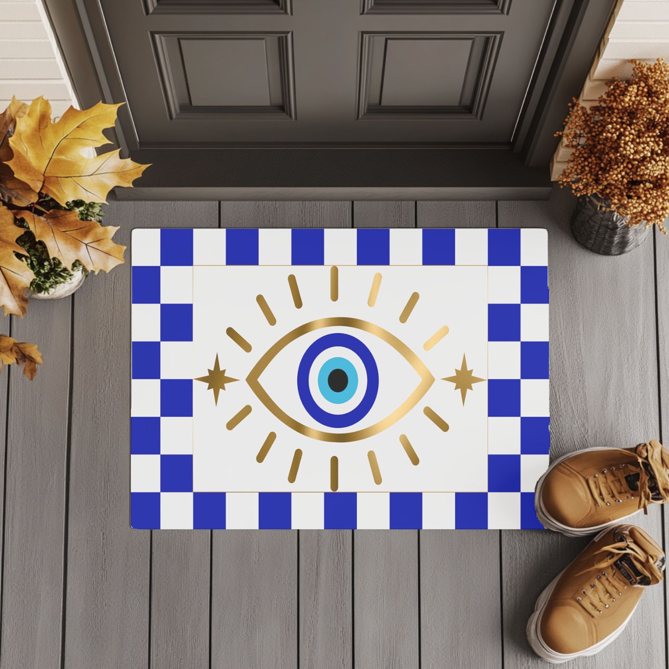 Checkered Evil Eye Doormat