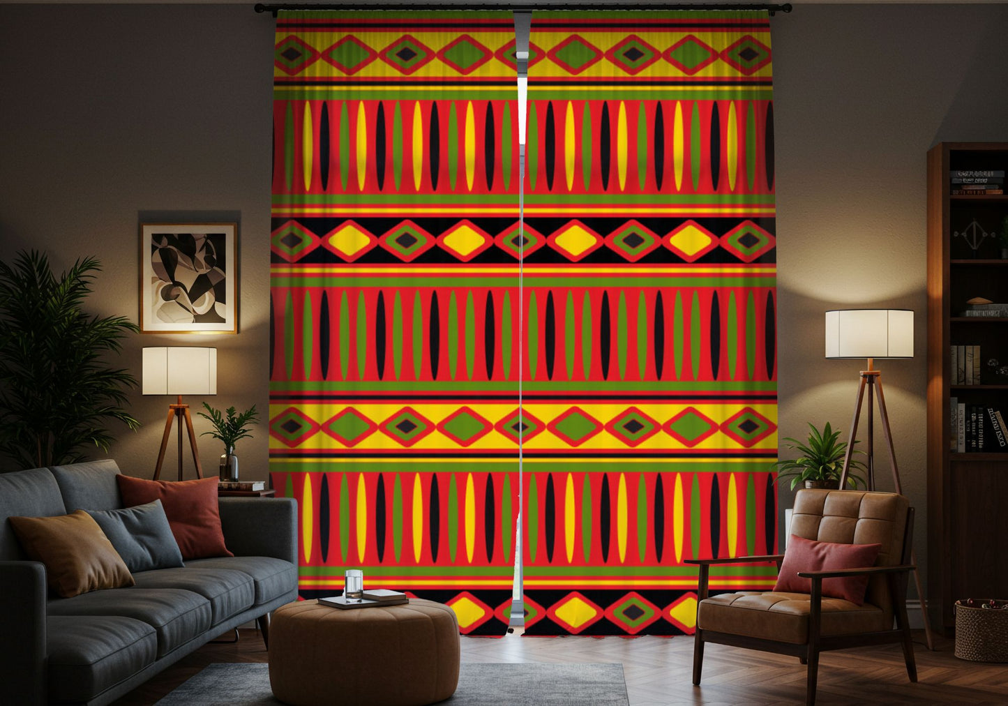 African-Inspired Geometric Window Curtain