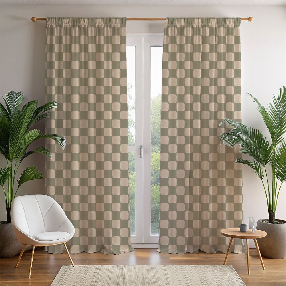 Retro Checkered Window Curtains