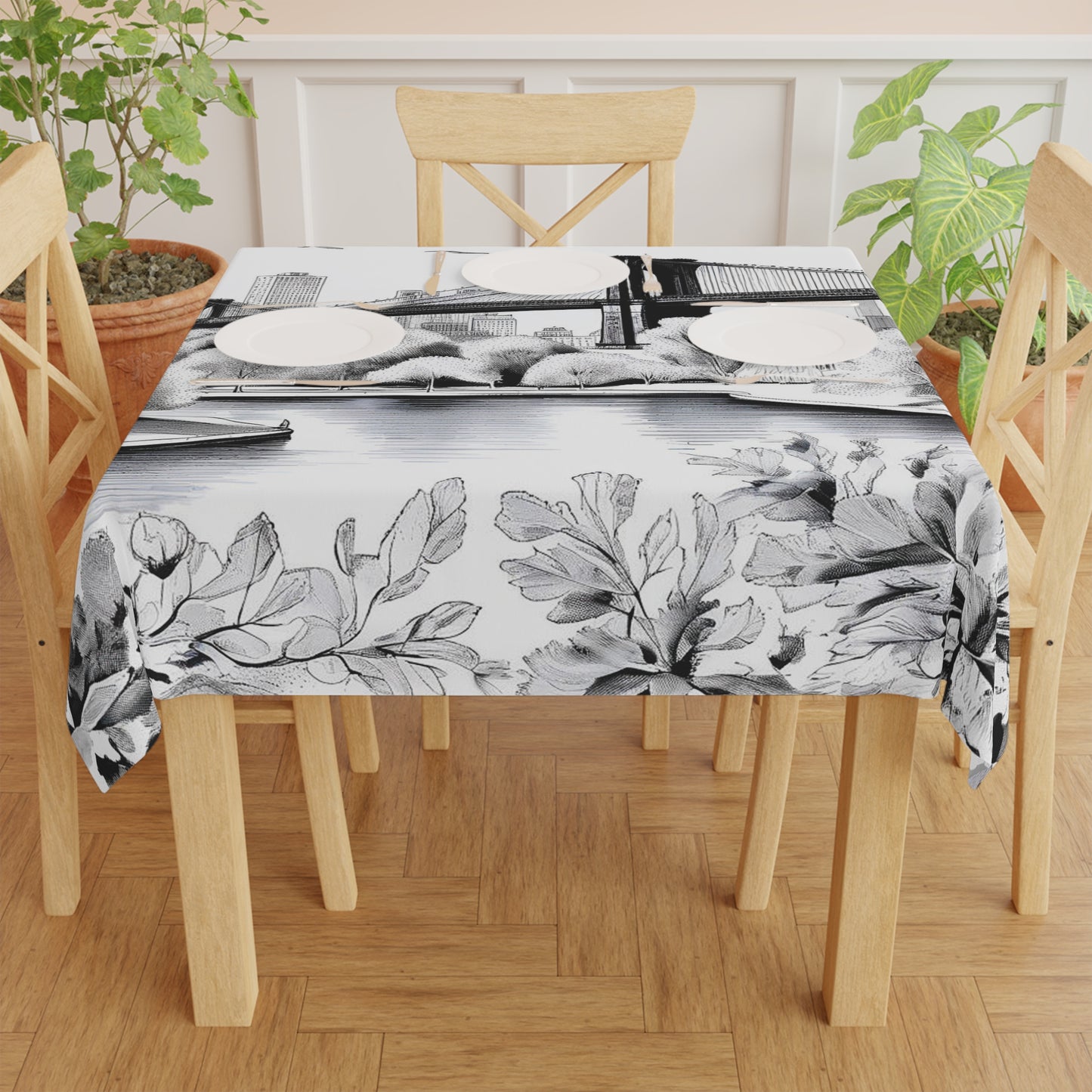 Black & White "Brooklyn" Tablecloth