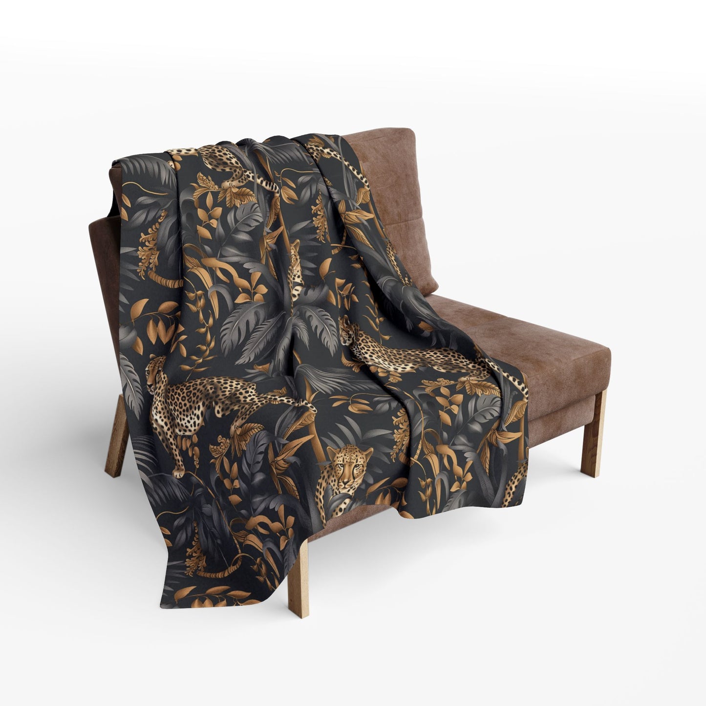 Cheetah Black Jungle Fleece Blanket