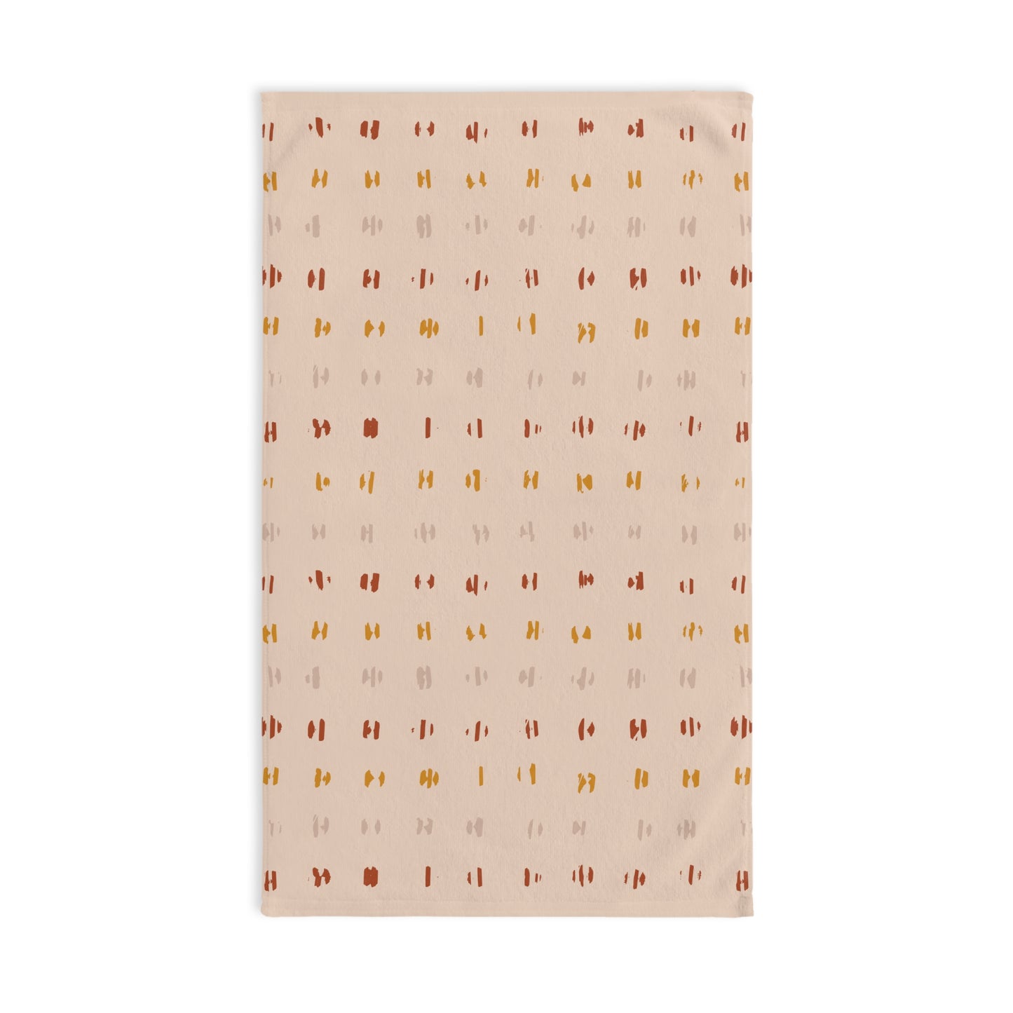 Beige towel with a subtle pattern on a white background