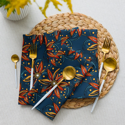 African mudcloth cloth napkins with geometric tribal design for dining décor.