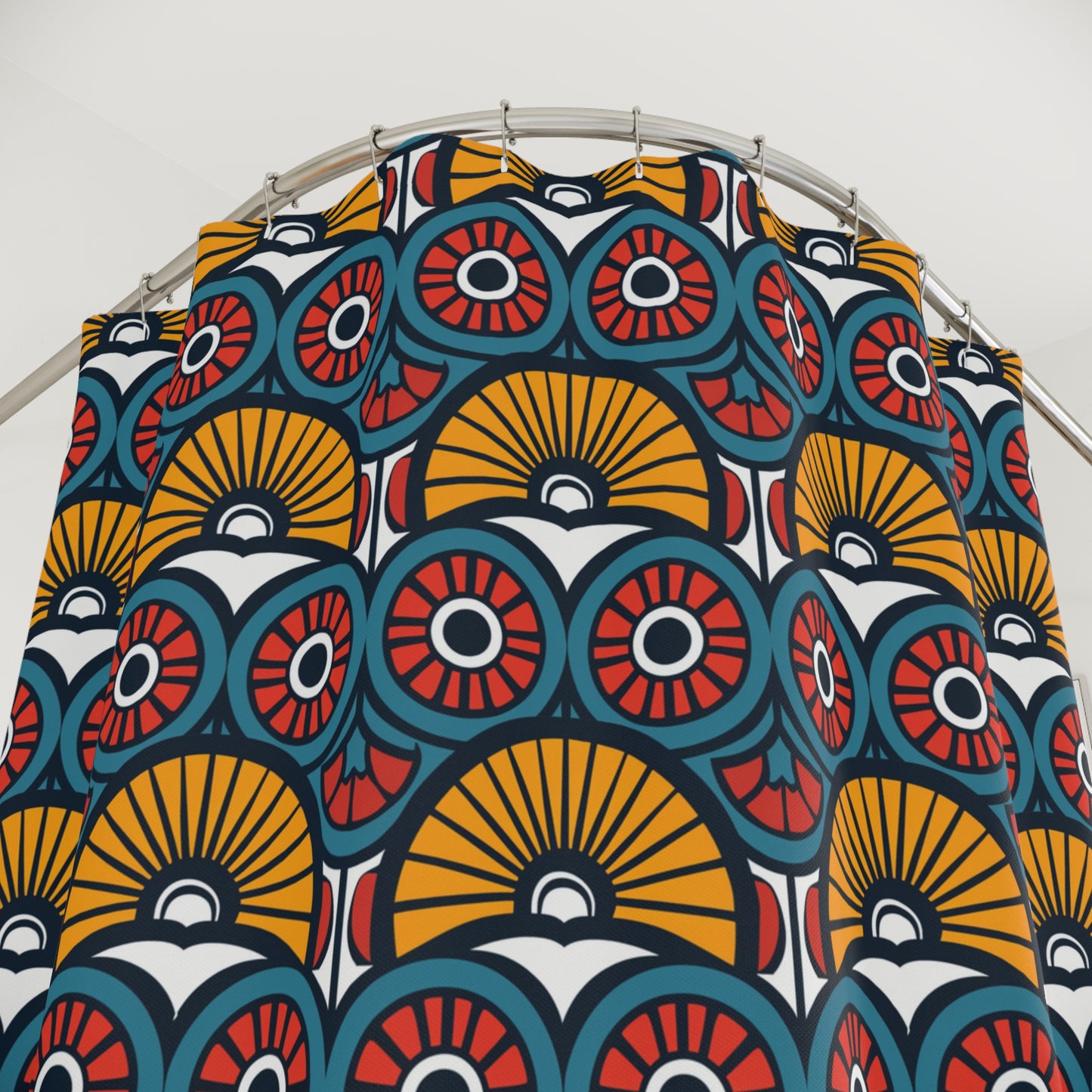 African Geometric Ankara Print Shower Curtain-Santuari Decor