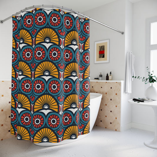 African Geometric Ankara Print Shower Curtain-Santuari Decor