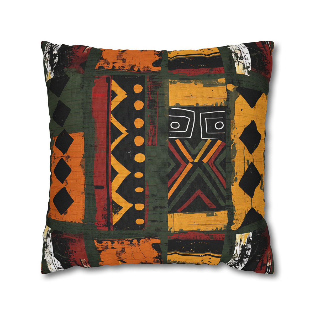 Decorative pillow with geometric pattern on a white background