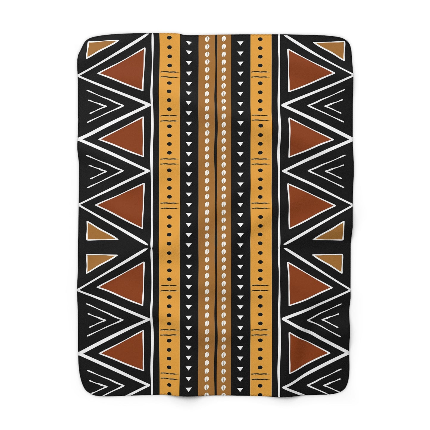 Fleece blanket with tribal pattern on a white background