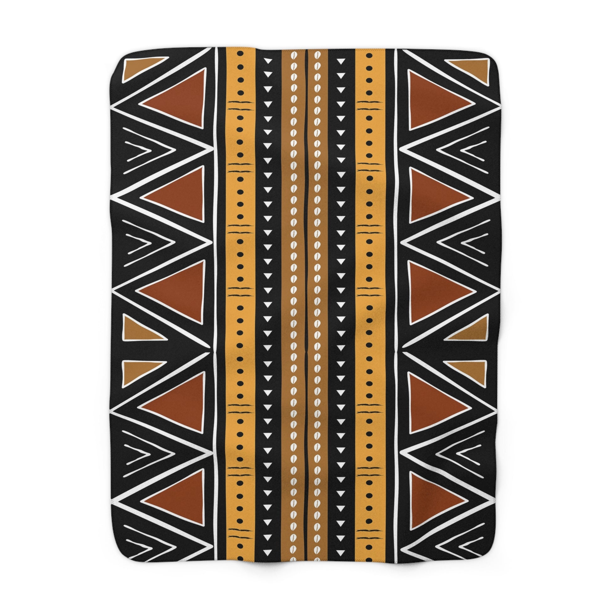 Fleece blanket with tribal pattern on a white background
