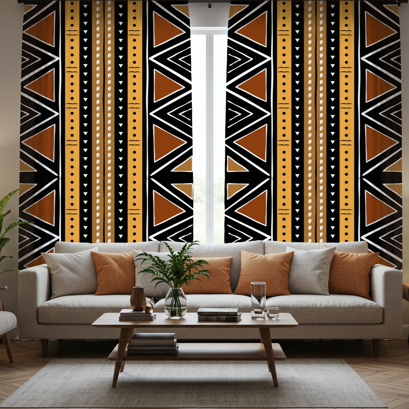 mudcloth stripe curtains