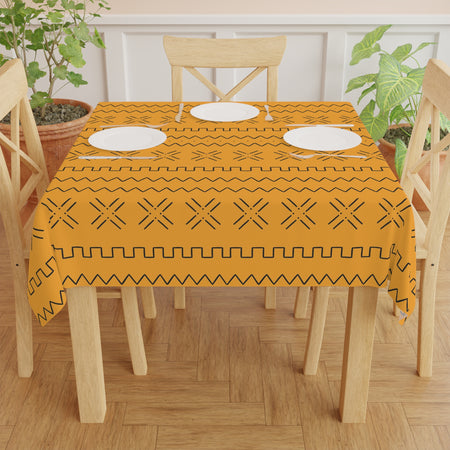 African mudcloth print tablecloth on dining table