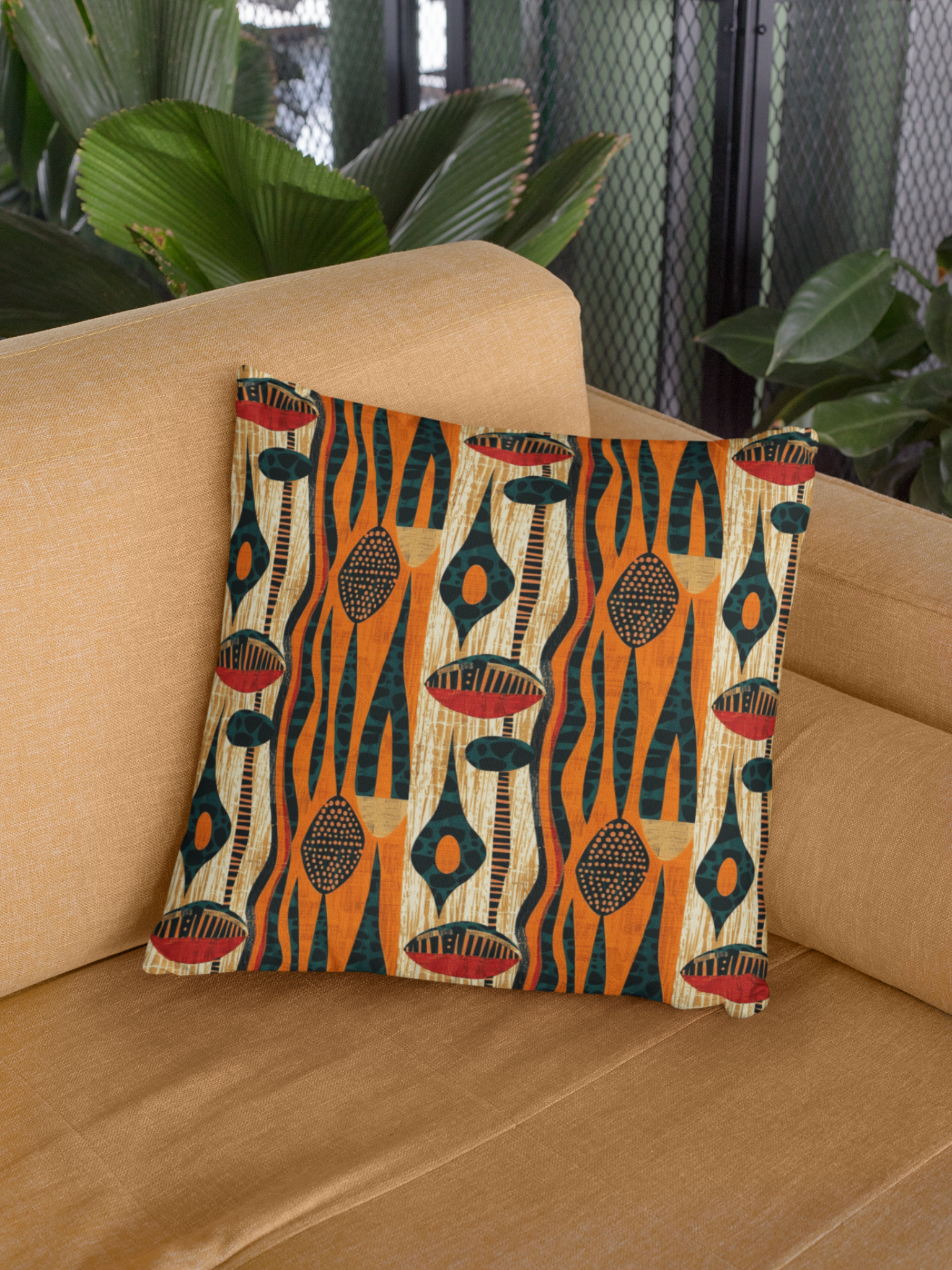 African Print Throw Pillow Cover-Sanktuari Decor