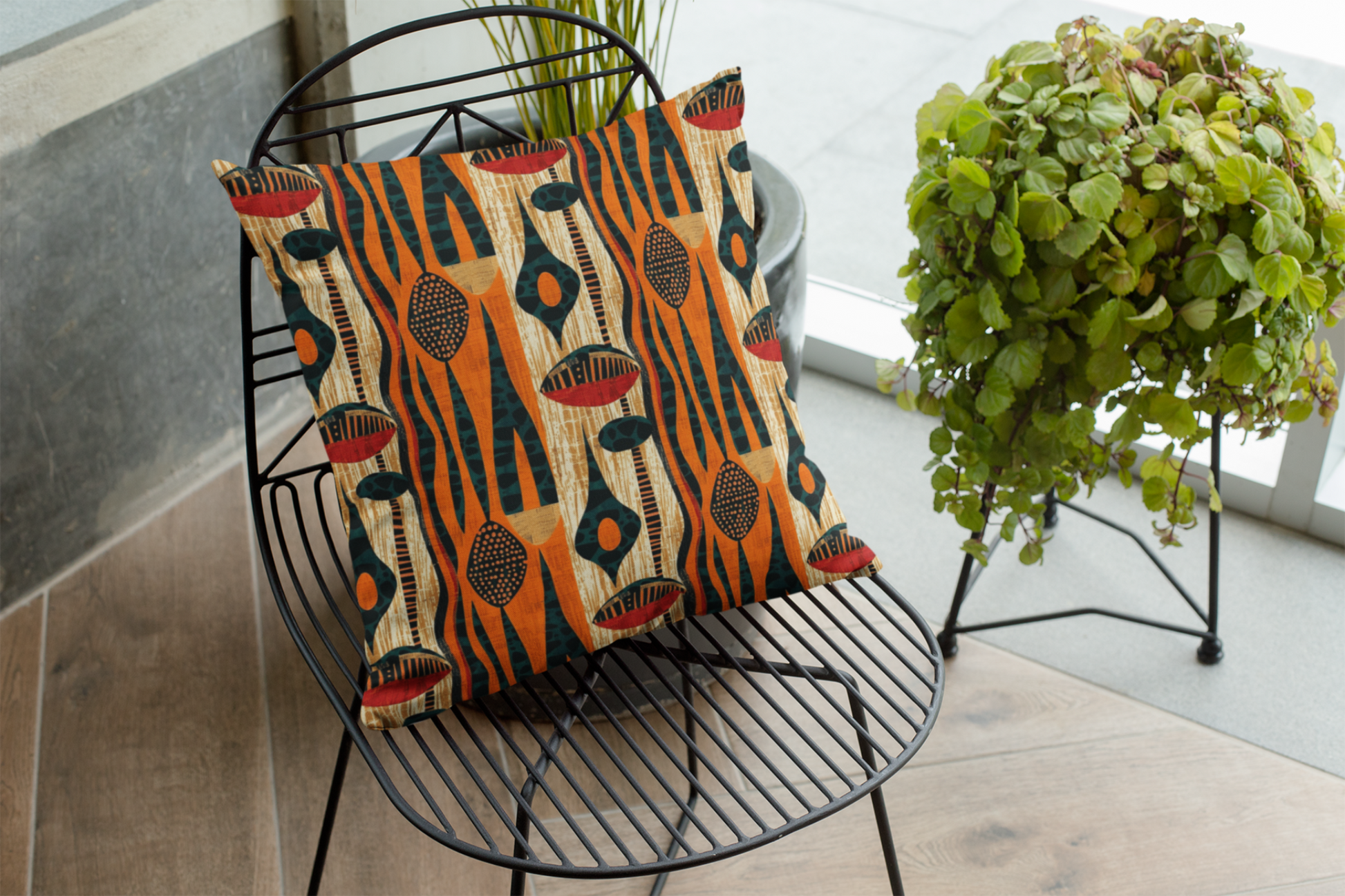 African Print Throw Pillow Cover-Sanktuari Decor