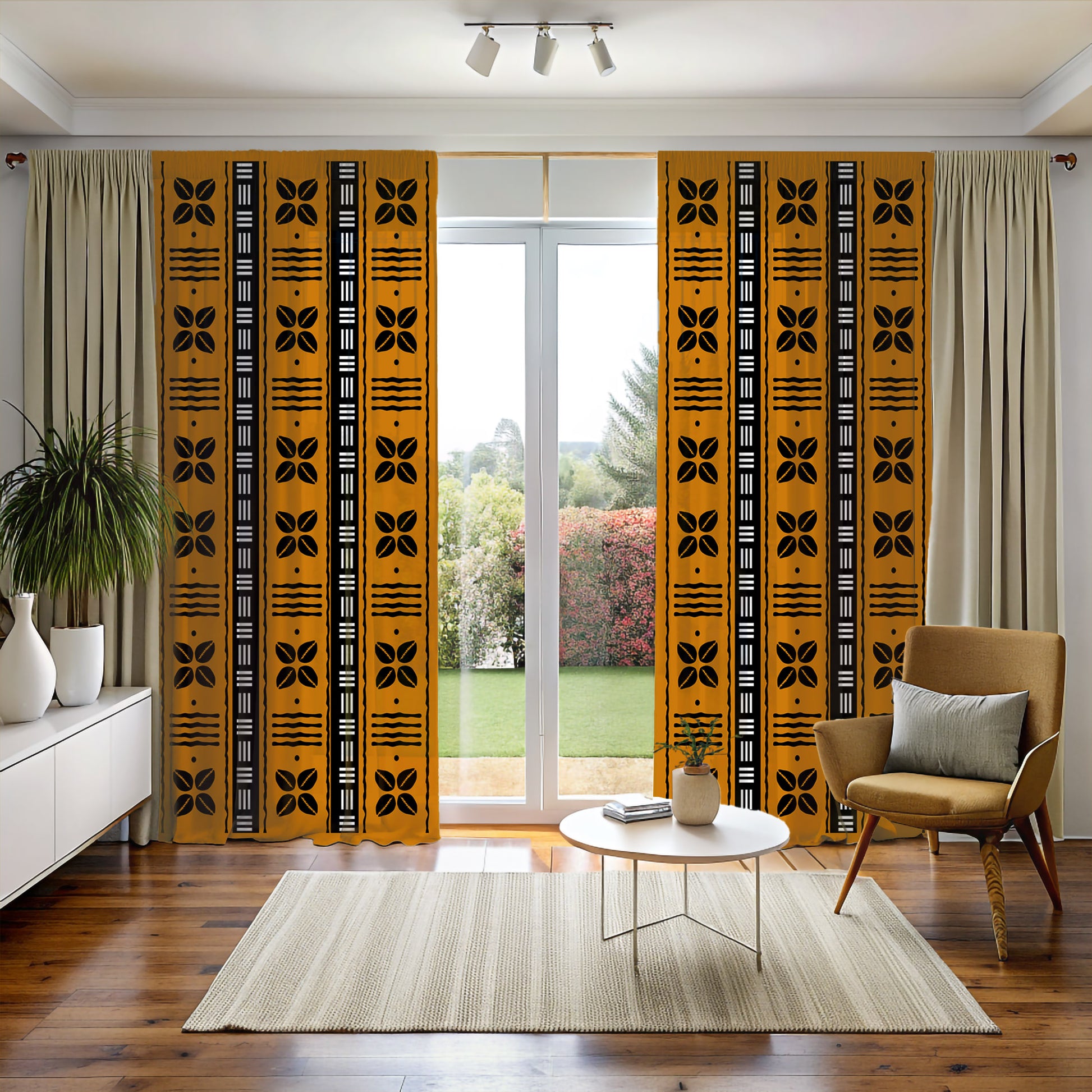 African print window curtains for living room