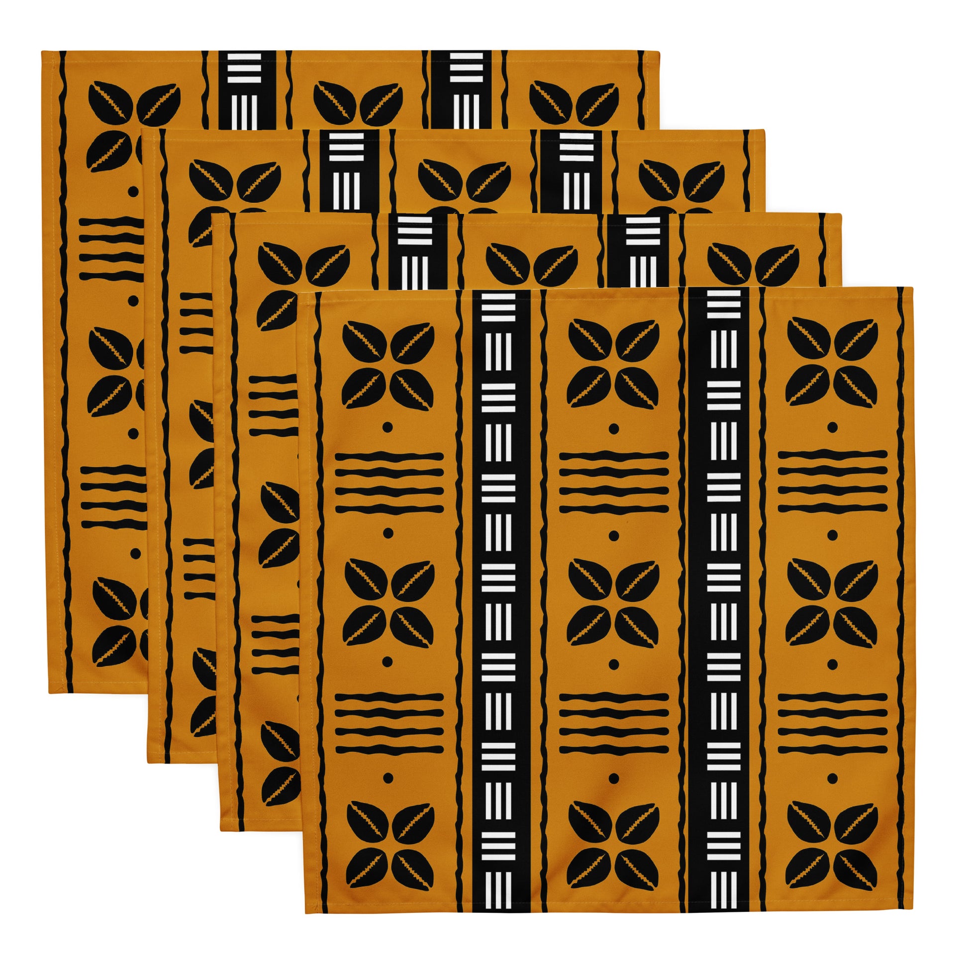 African print cloth napkins in mudcloth pattern for cultural dining table décor.