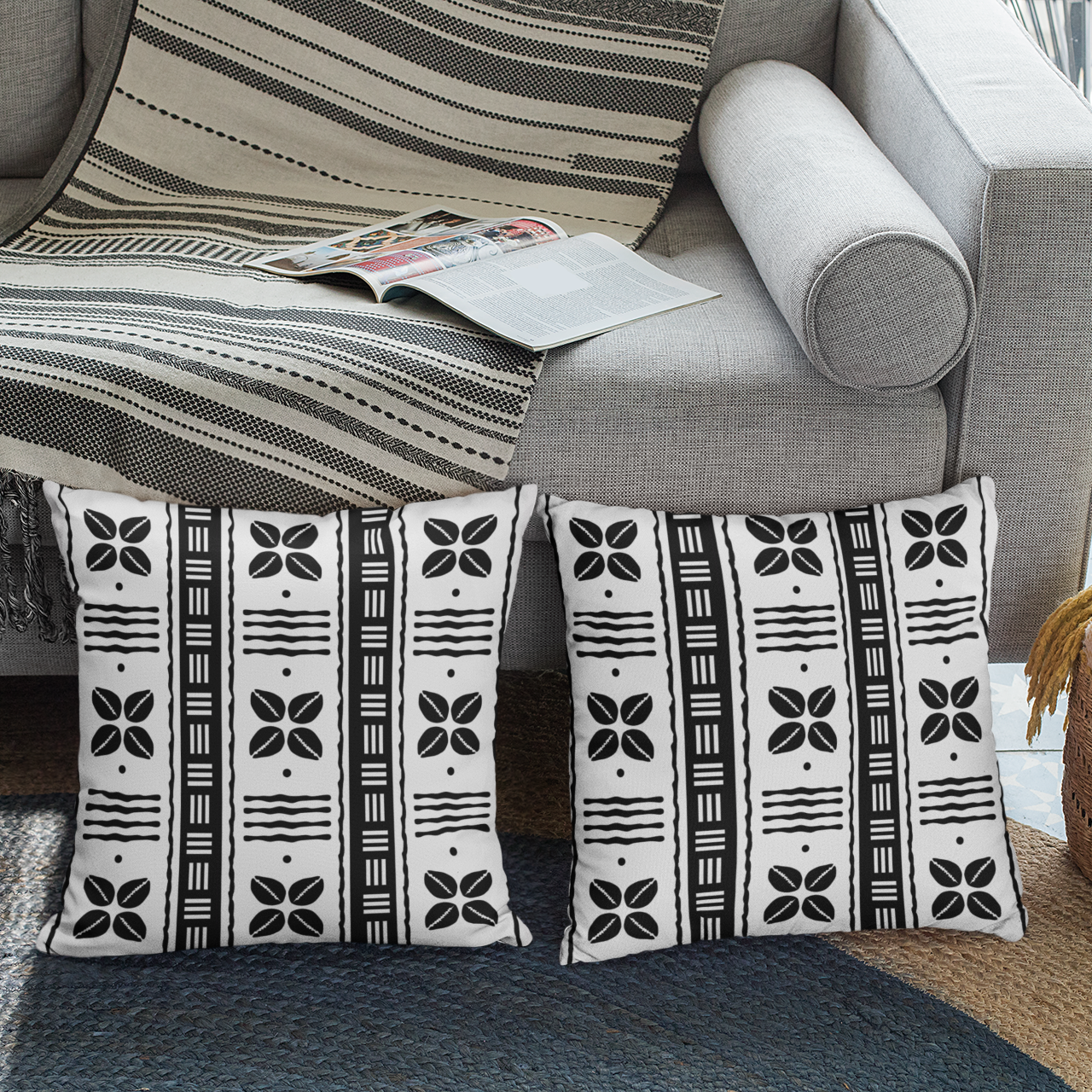 Geometric African pillow covers for couches