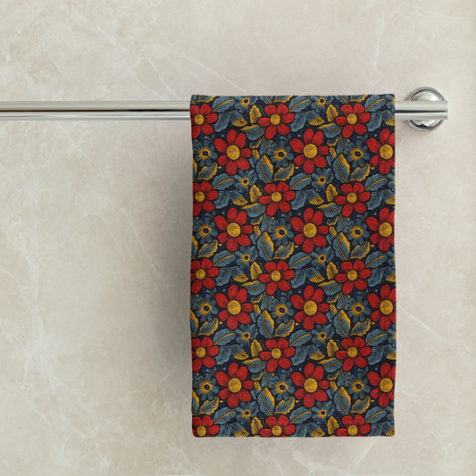 Ankara Wax Floral Pattern Hand Towel