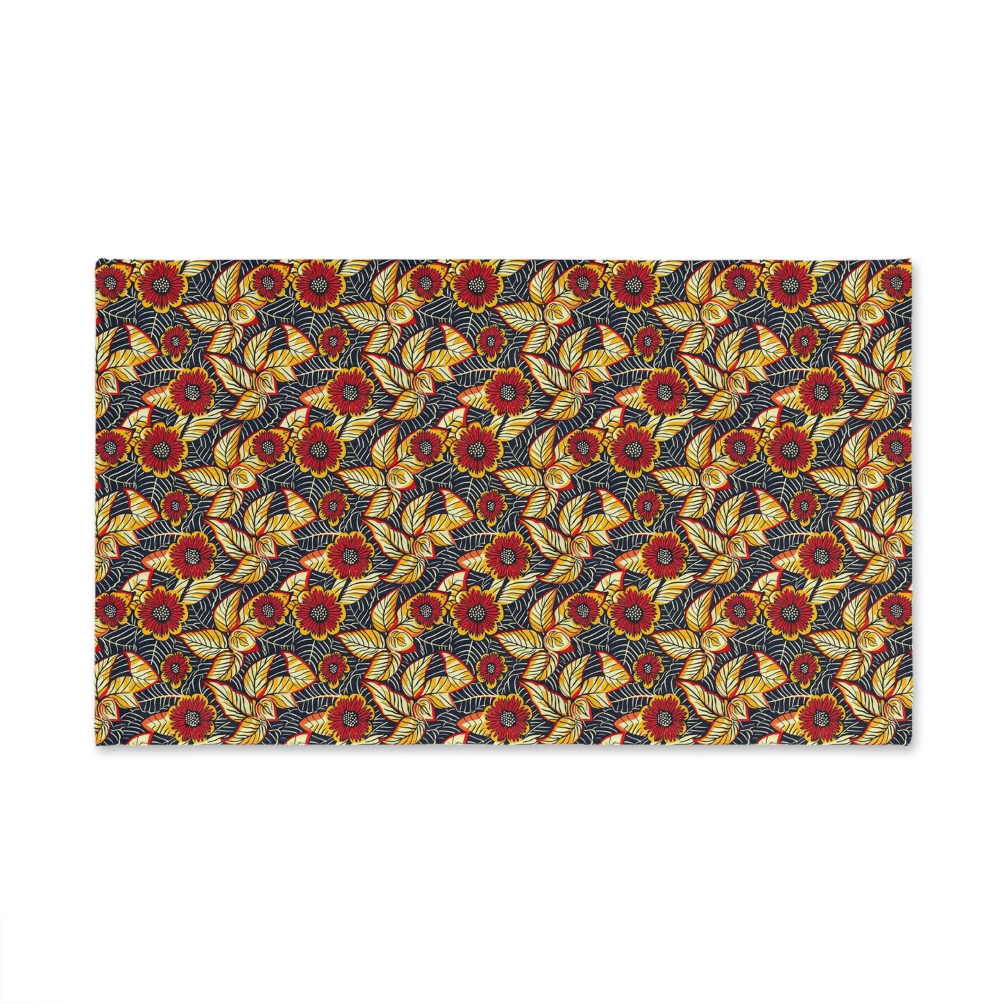 Decorative hand towel with a floral pattern on a white background