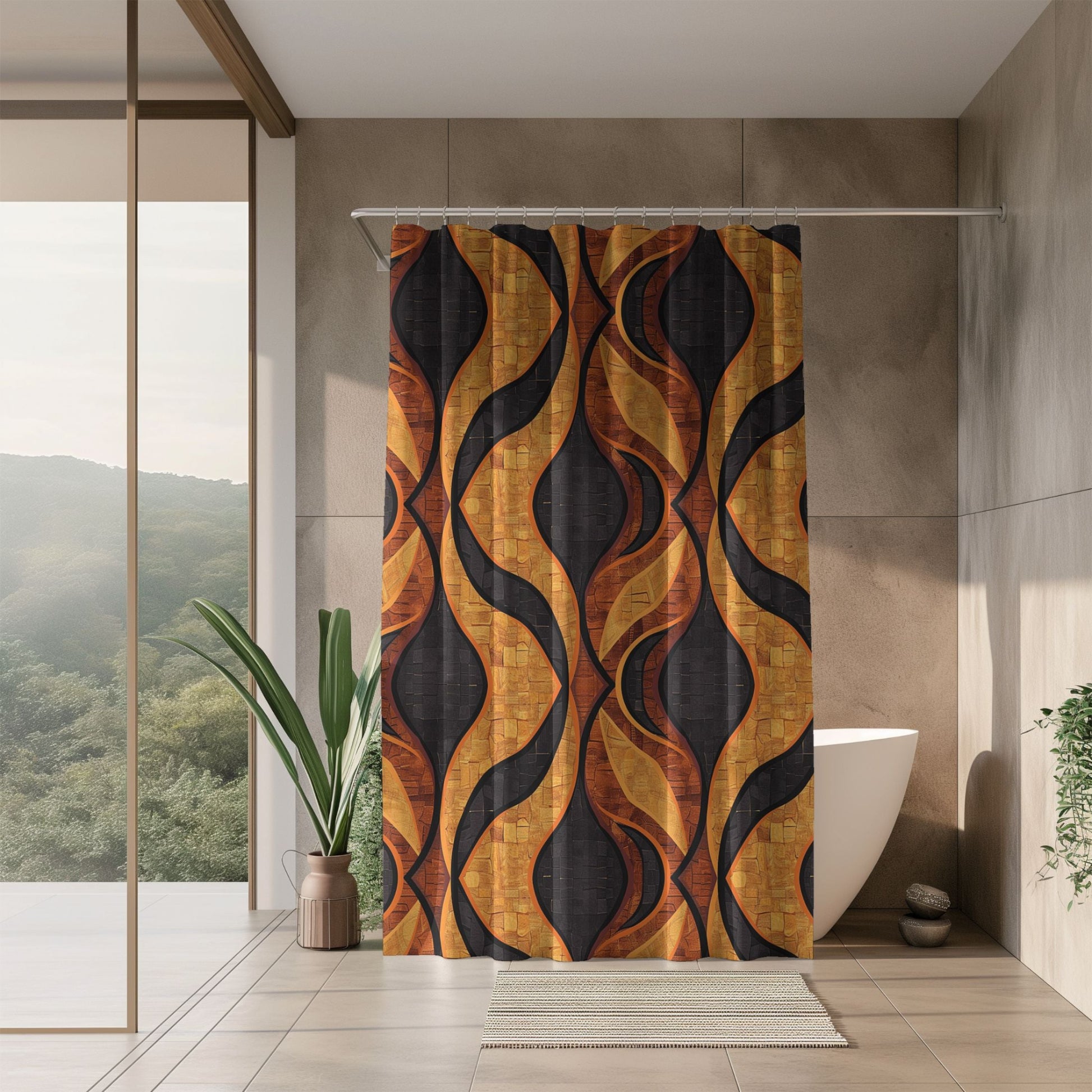 african mudcloth bathroom curtain