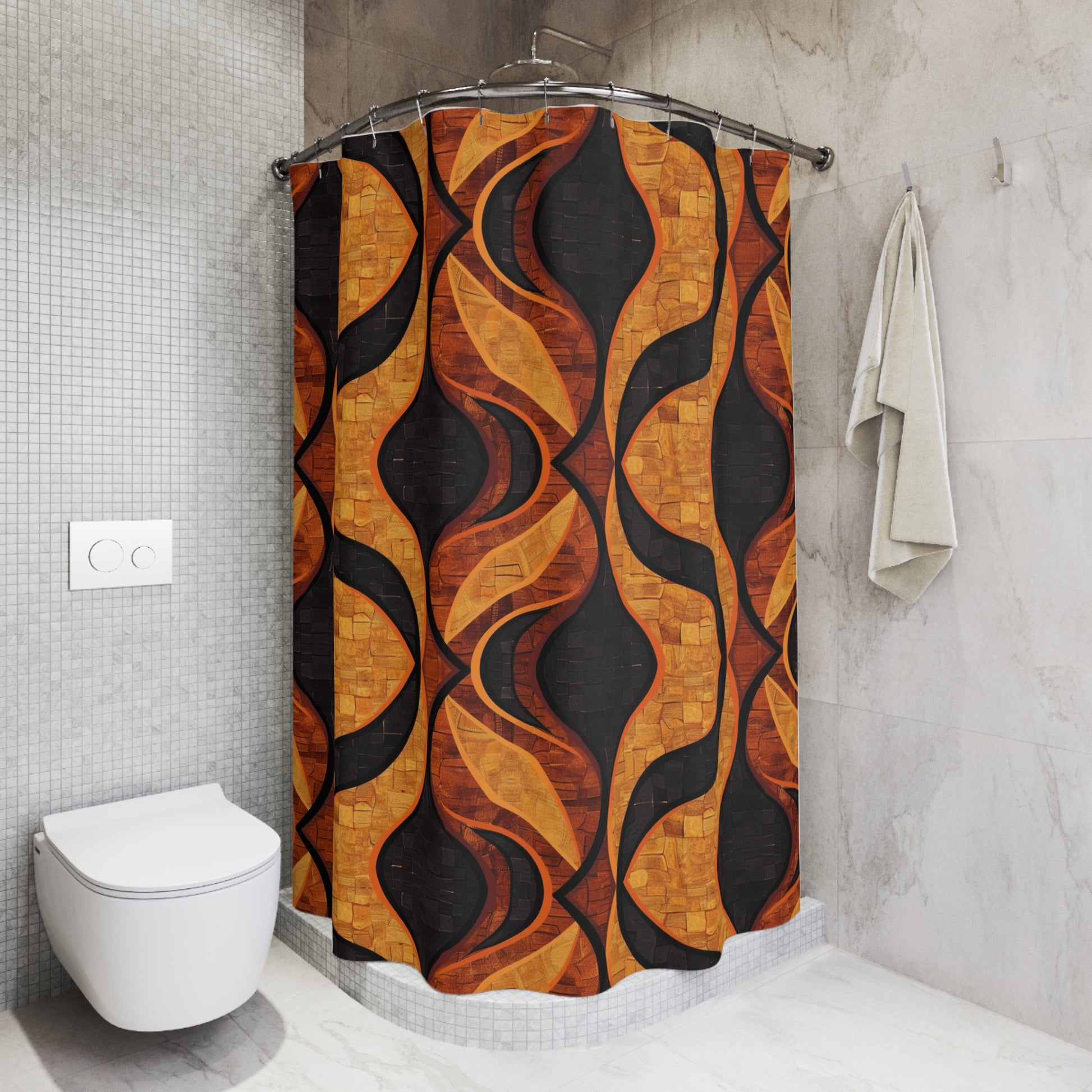 Black and Gold Mudcloth Shower Curtain - SANKTUARI DECOR