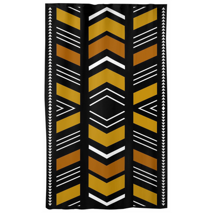 Geometric African window curtain panels