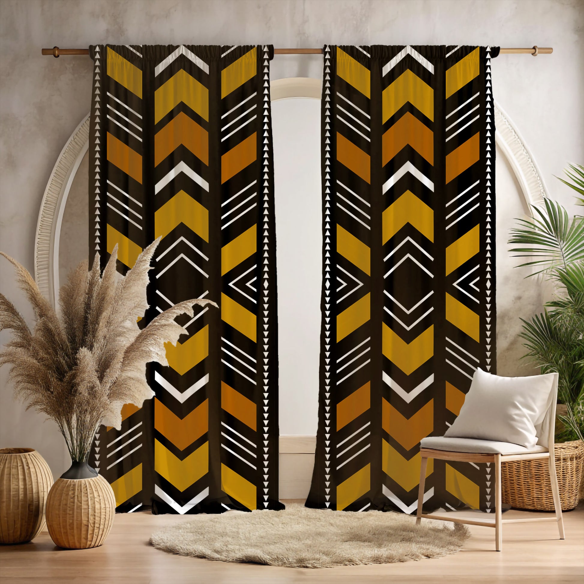 Bogolan Mudcloth Blackout Curtains
