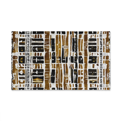 decorative towel with a geometric pattern on a white background