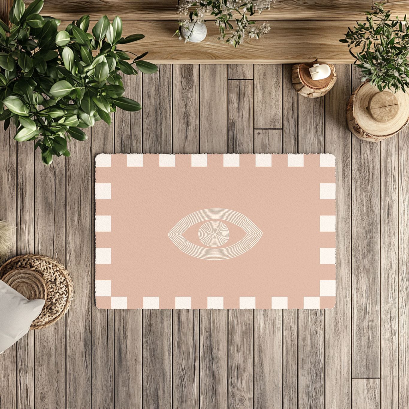 Nazar evil eye door mat for home protection