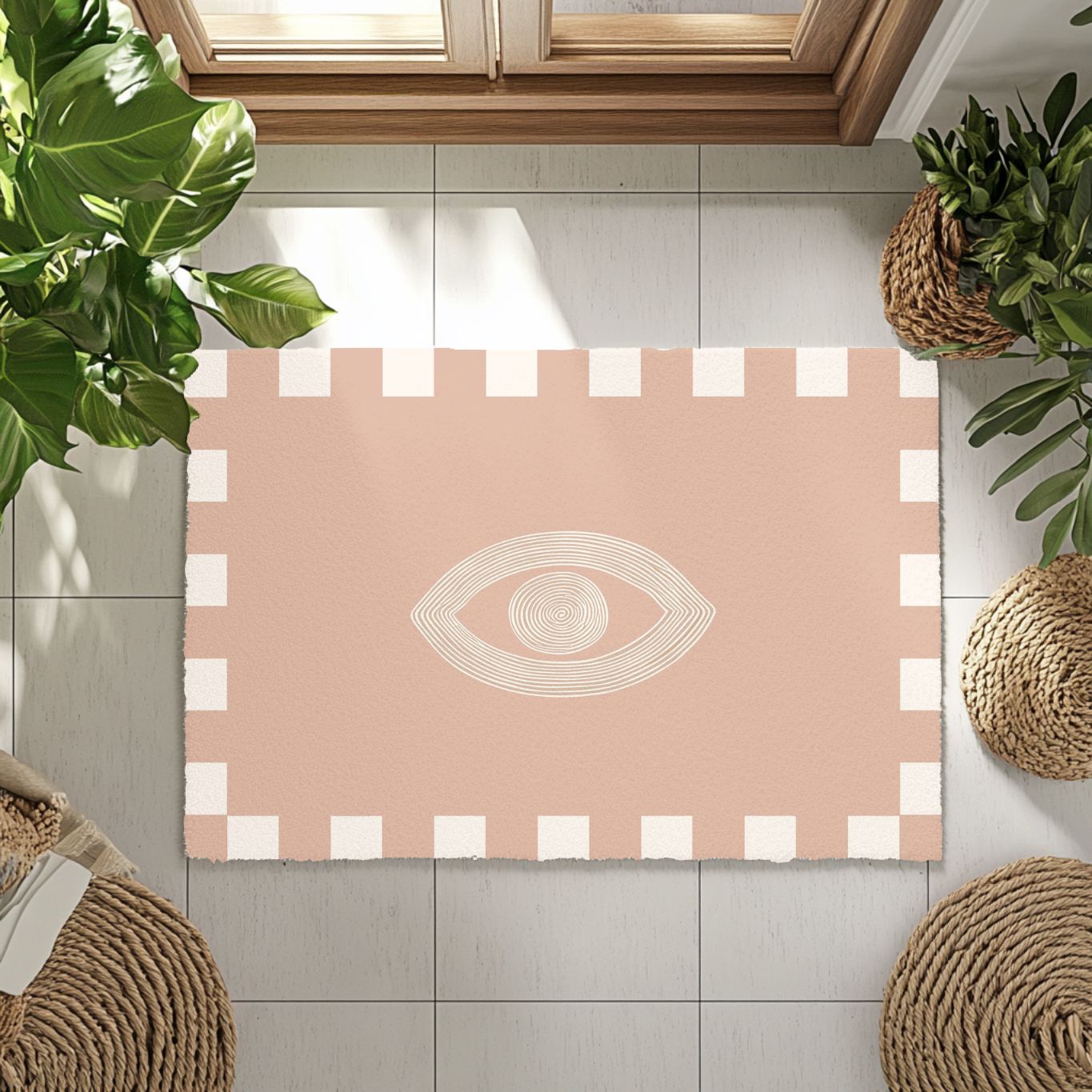 Nazar evil eye door mat for home protection