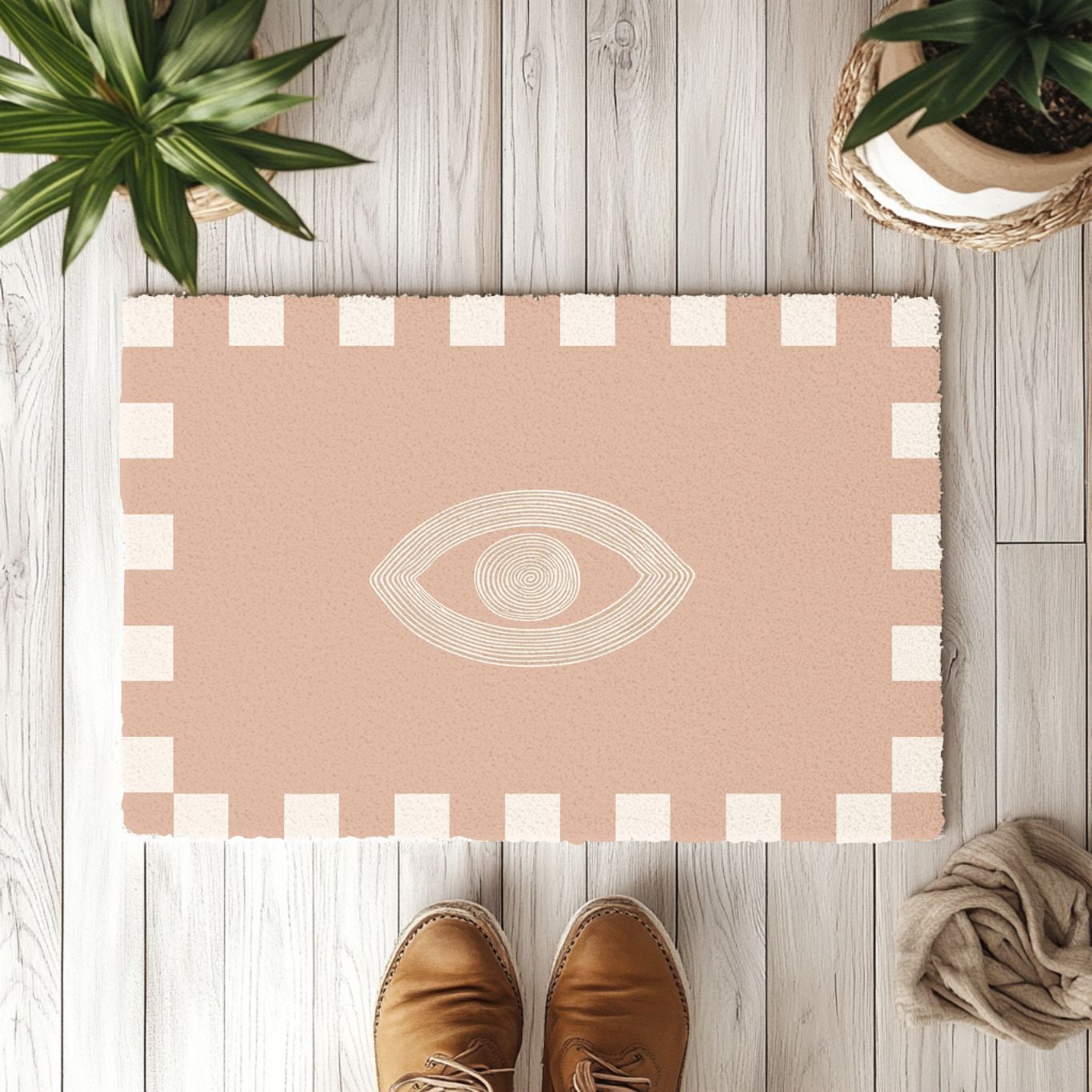 Evil eye protection rug near front door
