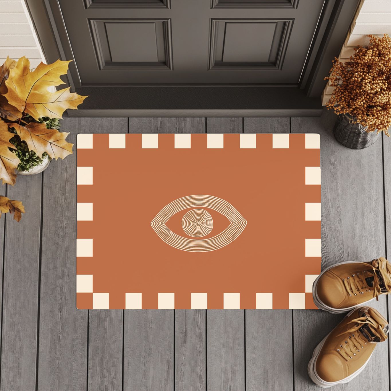 Evil eye protection rug near front door