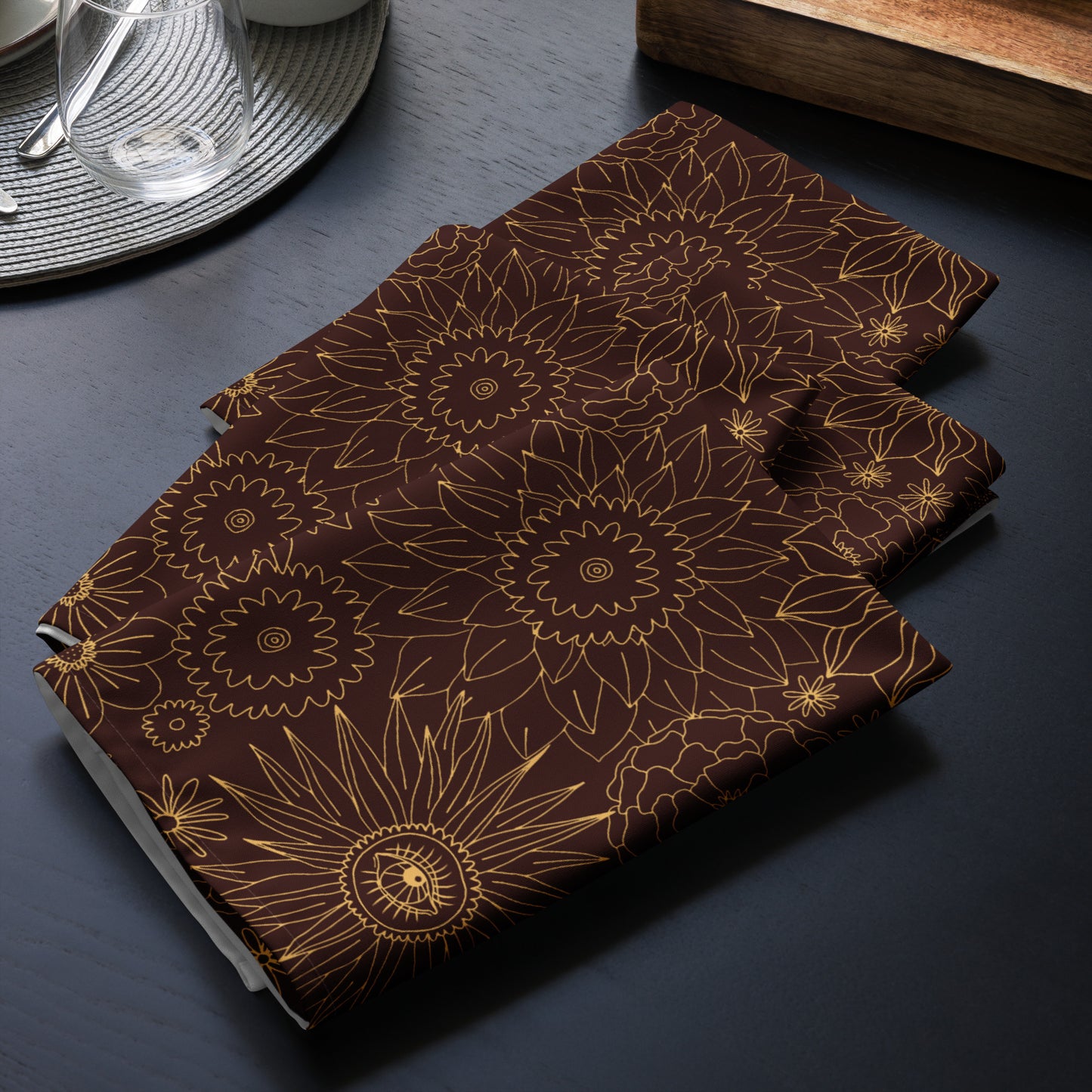 African print cloth napkins in mudcloth pattern for cultural dining table décor.