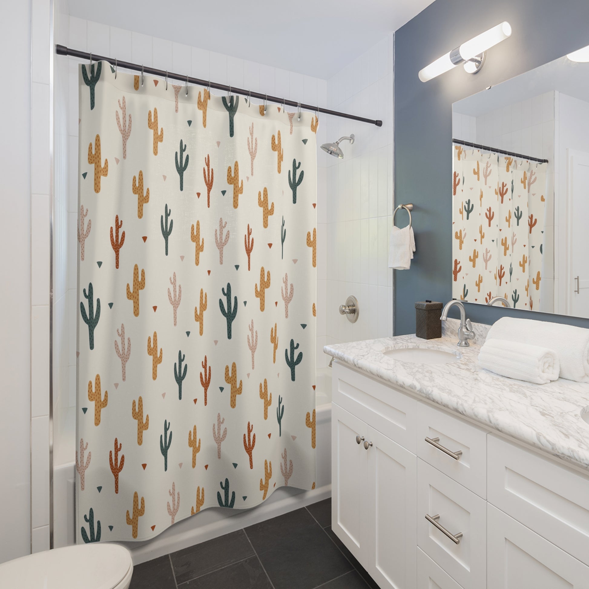 cactus patterned bathroom curtains